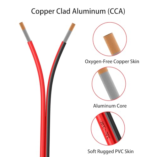 16 Gauge 2 Conductors 150FT Electrical Wire, Red Black Cable - size: 150FT, style: 16GAUGE