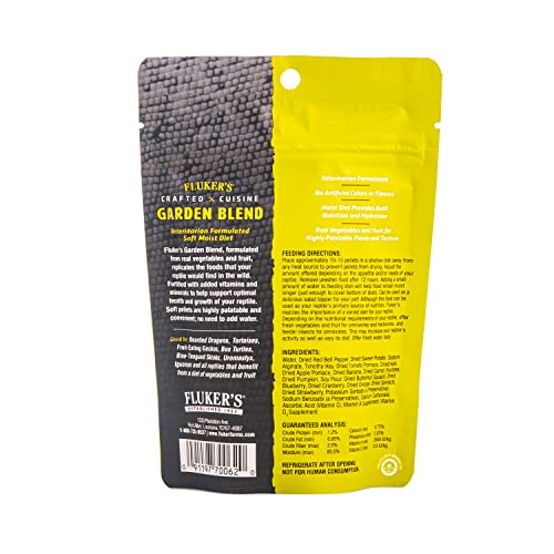 Fluker's Crafted Cuisine Diet, Garden Blend, Herbivorous and Omnivorous Reptile Food, Made with Real Fruits & Veggies, 6.75 oz
