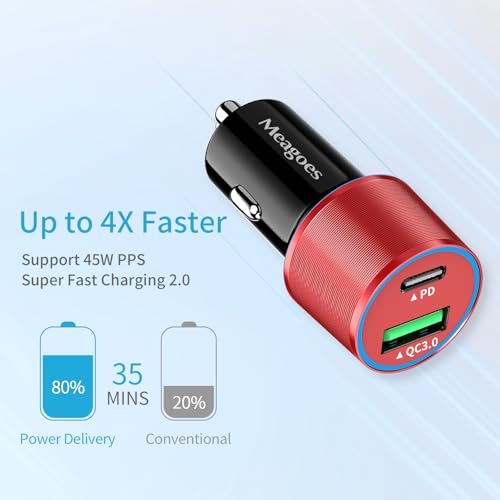 67.5W Red Car Charger USB C Super Fast Charging for iPhone 17 Pro/Android - color: Red, size: 3.3 ft