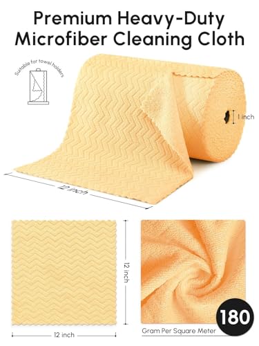 Microfiber Cleaning Cloths Roll 75 Pack 12x12 Inch Lint Free - color: Orange Ripple
