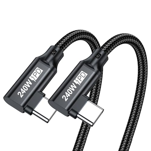 240W USB C to USB C Cable 4.9FT,PD 3.1 Type C to C 5A Fast Charging Cable Right Angle for MacBook Pro/Air,iPad Pro/Air/Mini,iPhone15/15Pro/15Plus/15ProMax,Samsung S24/S23/S22,Surface Book2,Pixel