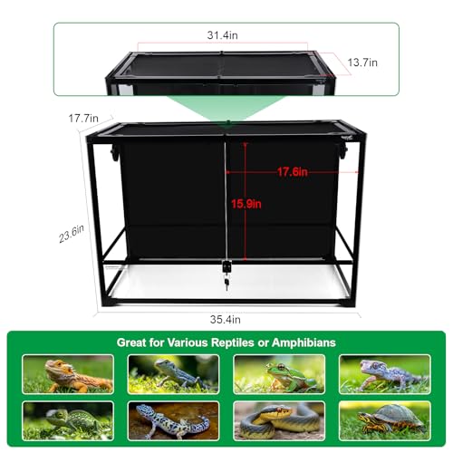67 Gallon Reptile Tank Large Full Glass Terrarium, Bearded Dragon Tank Front Opening Reptile Enclosure Cage with Anti Escape Ventilated Top Lid for Snake Gecko Lizard Turtle 36''x18''x24''
