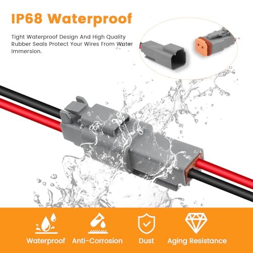 2 Pcs D-eutsch DT 2 Pin Connector with 16 AWG Cable Wire - size: DT 2Pin, 2Pcs