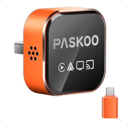 PASKOO 2026 Upgraded 4-in-1 Wireless CarPlay Adapter for iPhone & Android - size: 4IN1
