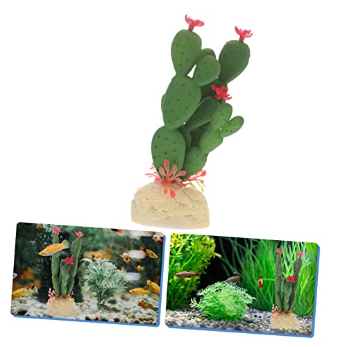 Artificial Plastic Cactus Plant for Fish Tank Decoration Vivid Aquarium Ornament Soft Fade Resistant Succulent Model Easy Care No Light Needed Aquarium Enthusiasts