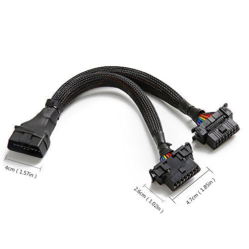 bbfly-B6 OBD2 Splitter OBDII Extension Cable Adapter (1FT/30CM) (1Pack) - size: 1Pack