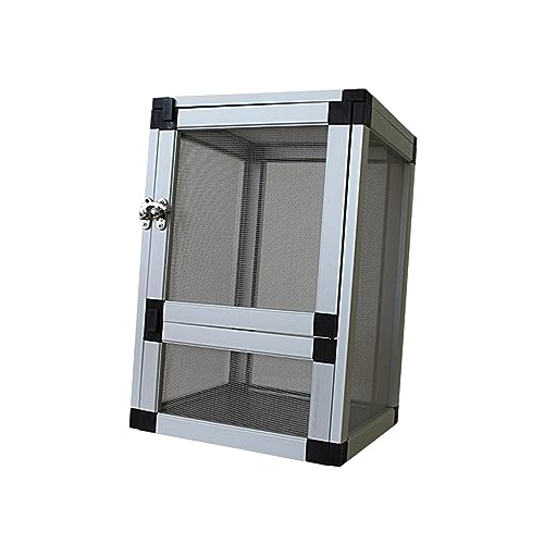 Reptiles Habitat Breeding Box Reptile Tank Portable Reptile Cage Air Screen Cages for Transport Small Animal Hamsters Crickets Gerbils, Silver - color: Silver