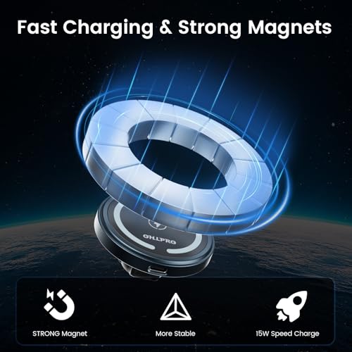OHLPRO for iPhone 17 MagSafe Car Charger Cup Holder Mount with Car Adapter - color: Black