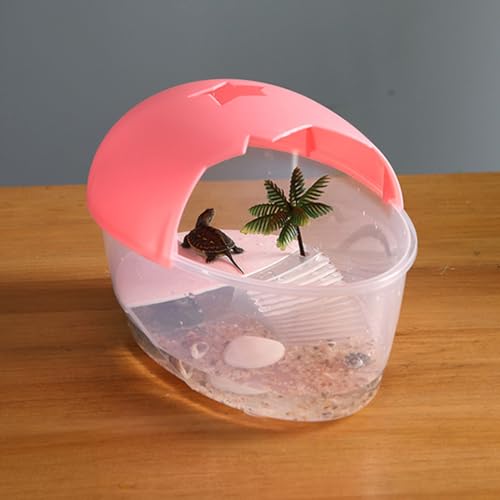 Small Turtle Tank with Basking .84X6.69X6.10 Inches Portable Turtle Breeding Box for Aquatic Turtles and Small Reptiles Plastic Case for Water Habitat