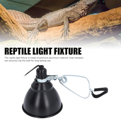 HEEPDD Reptile Heat Lamp Fixture, 250W Aluminum Reflector Dome with E27 Socket for UVA UVB Light, Ceramic Heat Emitter