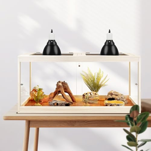 PROLEE Reptile Tank, 35 Gallon Beard Dragon Tank, Tempered Glass Reptile Encloure and Snake Tank with Locking Design for Lizard,Gecko,Chameleon (32"X15.5"X15.5",Oak) - color: Oak, size: 35 Gallon (32x15.5x15.5 Inch)