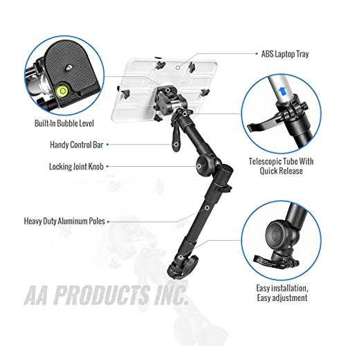 AA-Products T-100AP Aluminum Vehicle Tablets/Laptop/Ultrabooks Computer Mount Stand for Trucks-Vans-Cars-SUVs