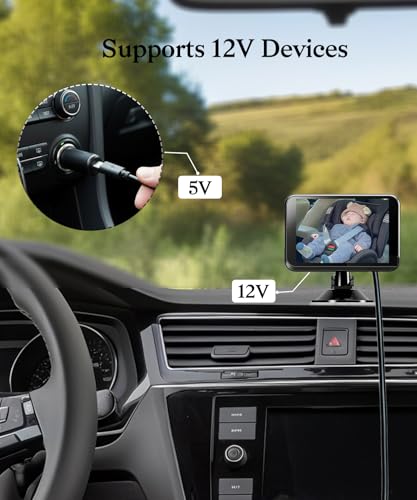 Baby Car Camera USB-C Powered Adapter, 5V to DC 12V 4FT Step Up Power Cable