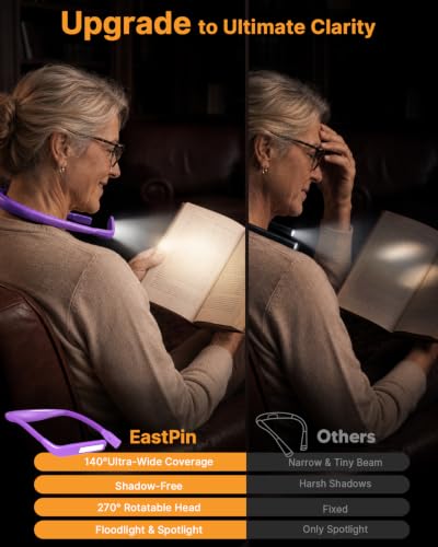 Neck Light with Storage Case, 3 Colors Dimmable Reading Light - color: Dark Purple Light with Storage Case