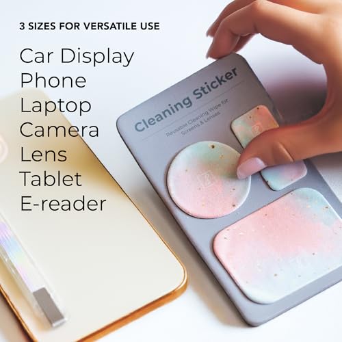 SleekStrip Portable Cleaning Sticker Pad Reusable Screen Cleaner Wipes Lens Cleaner Wipes for Phone iPad Car Touch Screen Display MacBook Computer Laptop Camera Lens Electronic TV Monitor - 1PK (4PCS) - color: Sweet Dream (Pack of 1)
