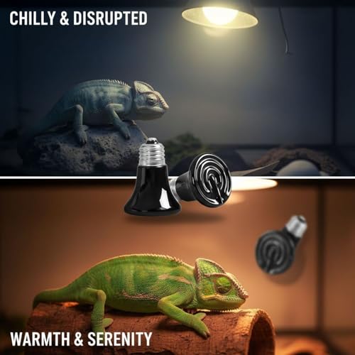 2 Pcs Ceramic Heat Emitter, 75 W Mini Reptile Heat Lamp with E26 Socket, No Light Emitted Infrared Brooder Coop Heater, Anti-Scald Heating Bulb for Pet, Chicken, Lizard, Turtle