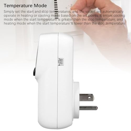 Digital Thermostat Plug Socket, LCD Backlit Screen Temperature Controller with IP67 Probe, Heating Cooling Switch Outlet for Fish , Greenhouse, Reptile Terrarium