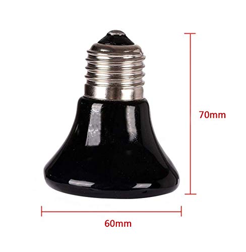 25W Mini Reptile Heat Lamp Bulb E26 Base Non-Light Emitting Infrared Ceramic Heat Emitter for Terrariums Turtles, Lizards, Snakes, and Small Pets 2-Pack