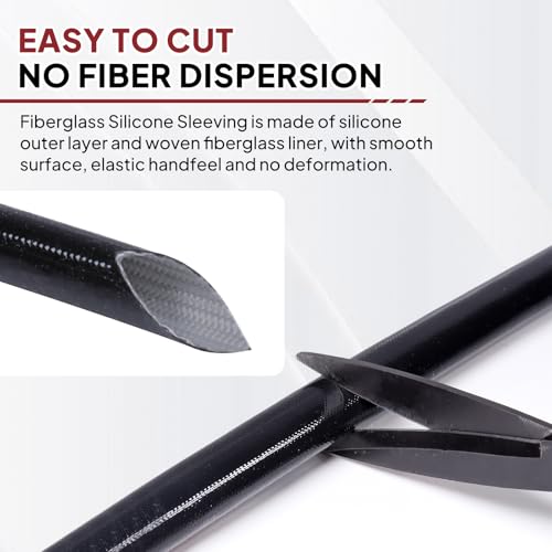 Silicone Fiberglass Sleeve Heat Shield Wire Protective High Temperature Electrical Insulation Self-extinguishing Black (9/16"-9ft) - style: 9/16"-9ft