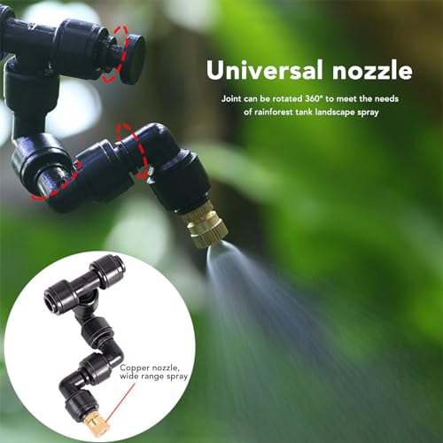 Reptile Humidifiers, Smart Spray System Automatic Timing Fogger with 360 ° Adjustable Misting Nozzles, Built in Pump, for Terrarium, Rainforest Plants
