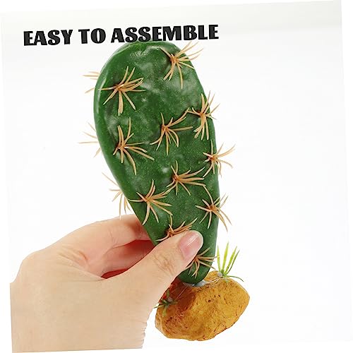 Reptile Plants for Habitat Fake Cactus Decor Plastic Resin Tank Plant Prop