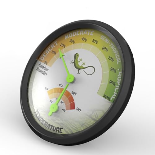 Reptile Terrarium Thermometer and Hygrometer Analog Mini Mechanical Temperature and Humidity Gauge Battery-Free for Pet Enclosures and Reptile Tanks