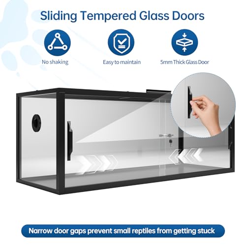 67 Gallon Reptile Terrarium Tank, 48" x 18" x 18" Bearded Dragon Enclosure Glass Terrarium with Screen Ventilation, Front Opening for Lizard, Snake and Tropical Habitat