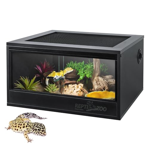 REPTI ZOO 20 Gallon PVC Reptile Terrarium, 24x18x12 inch Reptile Tank for Crested Gecko Leopard Gecko Snake Turtle Hermit Crab, Thermal Insulation Moisturizing - size: 24x18x12 inch