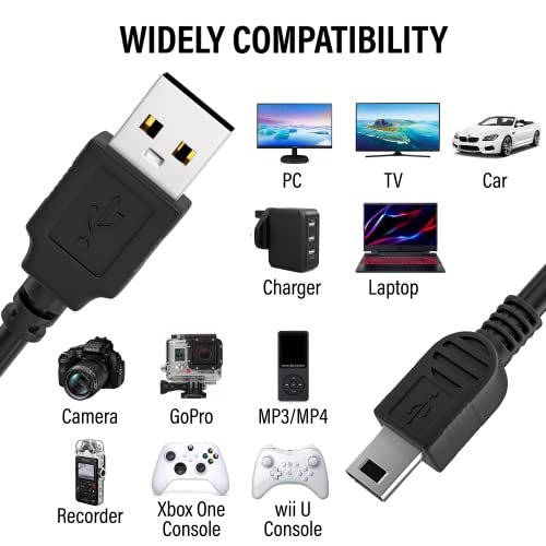Maeline Camera USB 2.0 Cable Miniusb Charging Mini B Cord (5 Pack) Black - size: 5 Pack