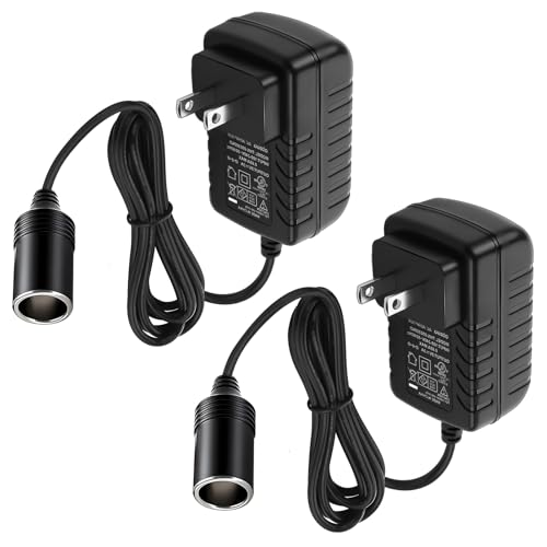 AC to DC Converter 2A 24W(2PCS), Car Cigarette Lighter Adapter - AC/DC 110v-240v to 12v Power Adapter for Vehicles,Compatible with Car MP3 Players,Humidifiers,Car Bluetooth,Car Purifier and More - color: black-2