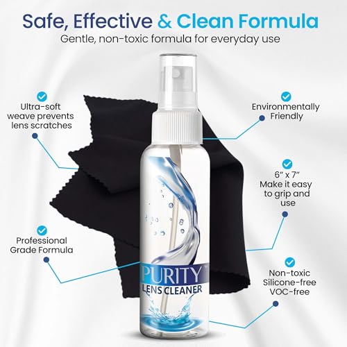 Purity Eyeglass Lens Cleaner Kit - 3 x 1oz Spray + 2 Microfiber Cloths - style: 5 Piece Set - 3 (1oz Lens Spray) + 2 (Microfiber Cloth)