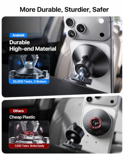 andobil for MagSafe Car Mount [20xN55 Strongest Magnet] Magnetic Phone Holder for Car Vent Stable Metal Clip 360 Adjustable Magnetic Car Phone Holder Mount for iPhone 17 Pro Max 16 15 14 13 Plus Mini - style: Vent