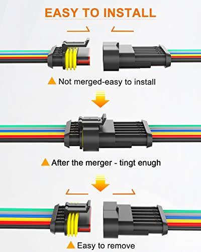 NAOEVO 6 Pin Connector Waterproof, 16 AWG 6 Wire Connectors, 6 Kits - size: 6 Pin