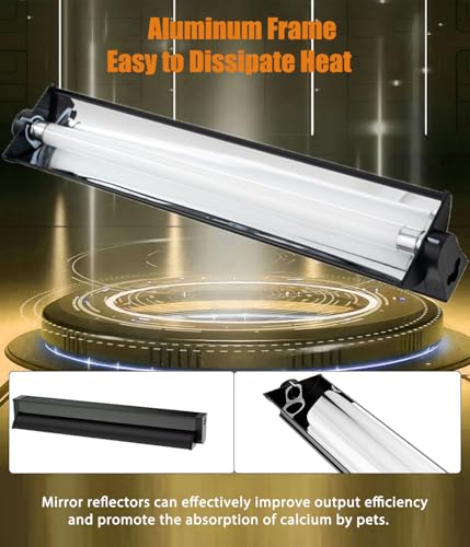 T5 Reptile Light Fixture Combo Kit 24W Light Fixture Reptile Terrarium Hood 10.0 UVB Light Bulb Fluorescent Tube for Tropical and Deserts Such as Bearded Dragon Lizards and Tortoises - size: 24W T5 Suite
