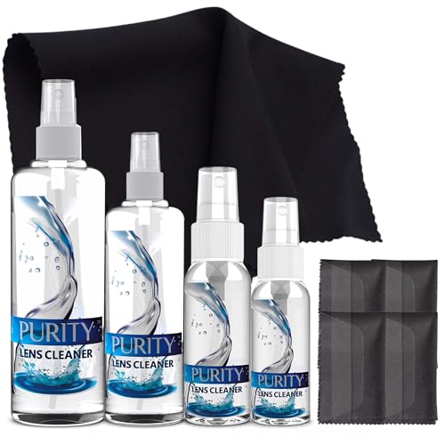 Purity Eyeglass Cleaner Family Pack - Multi-Size Glasses Lens Cleaner Kit - style: 8 Piece Set - (1oz + 2oz + 4oz + 8oz Lens Spray) + 4 (Microfiber Cloth)