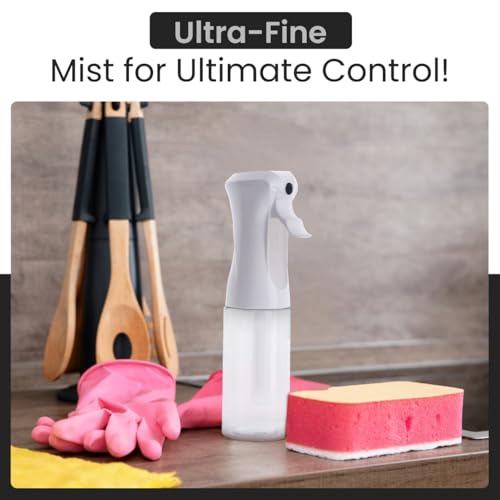 VIGOR PATH Continuous Spray Bottle – Fine Mist Mister Spray Bottle for Hair, Plants, Cleaning, Pets & Travel | Refillable Water Spray Bottles (200ml / 6.7oz) Clear - size: 6.7 Ounces