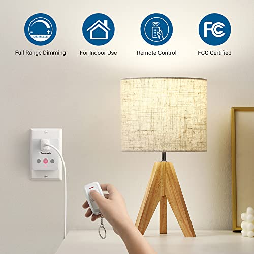 DEWENWILS Plug-in Lamp Dimmer Switch, Wireless Remote Dimmer Plug for Floor Lamps, Table Lamps, String Lights, 100FT Range, Compatible with Dimmable LED/Tungsten Bulbs - style: Handheld Remote Control