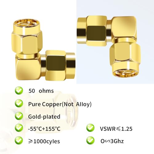 CNARIO SMA Male to Male Adapter, SMA 90 Degree Adapter