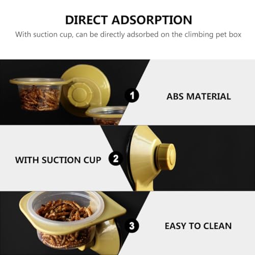 HEMOTON 2pcs Suction Cup Reptile Food Bowls with Single and Double Basin Design, Sturdy Plastic Lizard Feeding Dish for Terrarium Use, Suitable for Geckos, Frogs, and Small Amphibians