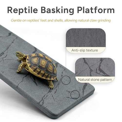 Reptile Basking Platform, 5.9''x9.8'' Diatomaceous Earth Feeding Mat Slate Habitat Accessories for Bearded Dragon Tortoise Lizard Gecko Snake Turtle Tank - size: 5.9''x9.8''