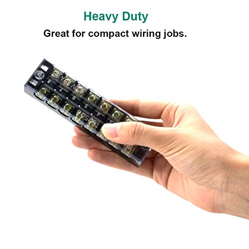 Terminal Block, 8 Circuits 600V 25A Dual Row Screw Terminal Strip, 4 Sets