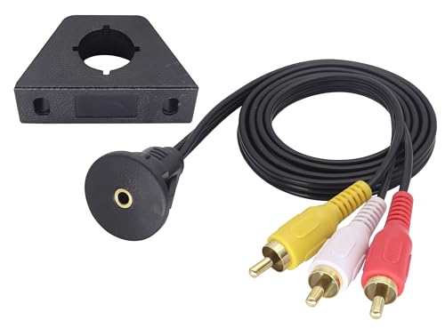 3 Feet TRRS 3.5mm to RCA Panel Flush Mount Cable AUX 3.5mm Female to 3 RCA Male Plug Stereo Audio Video AV Extension, Dash Mount Cable for Car, Boat, Motorcycle (1 M) - color: 1M, 3RCA to 3.5mm
