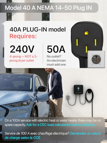 EVIQO Level 2 EV Charger J1772 40A NEMA 14-50 - 240V Wall Charging Station - size: 40