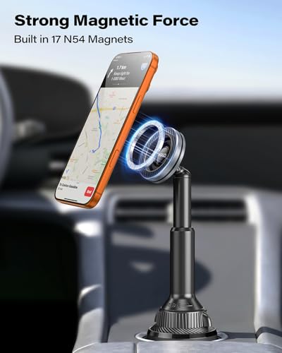 OQTIQ Phone Cup Holder for Car Mount for MagSafe, Quick Extension Long Arm - color: Black