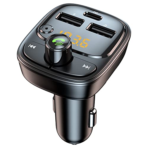 Bluetooth 5.3 FM Transmitter Car Adapter, Wireless Radio MP3 Player Stereo Music Audio Receiver Hands Free Calling, 42W (PD 30W & 12W) USB C Car Charger for iPhone, Support TF Card & USB Disk (Black)
