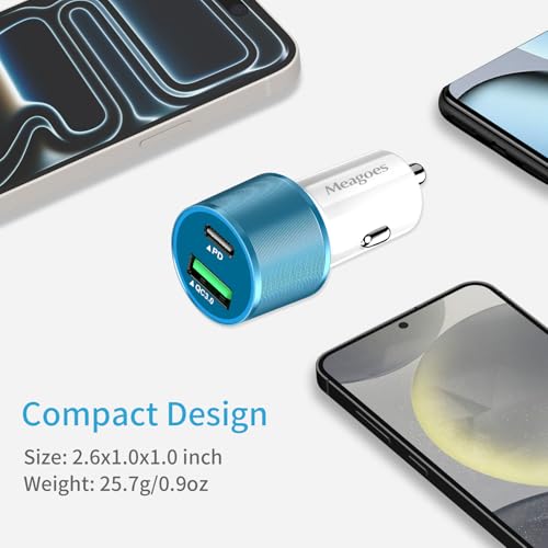 67.5W Blue Car Charger USB C Super Fast Charging for iPhone 17 Pro/Android - color: Blue, size: 3.3 ft
