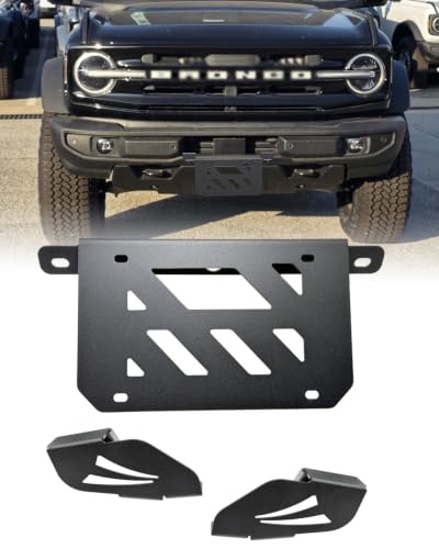 License Plate Bracket for Bronco, Steel Front License Plate Frame No-Drilling License Plate Bracket Compatible with Ford Bronco 2021;2022;2023;2024;2025; 2026 Standard Plastic Bumper Bronco - size: Upgrade For Bronco Plastic Standard Bumper