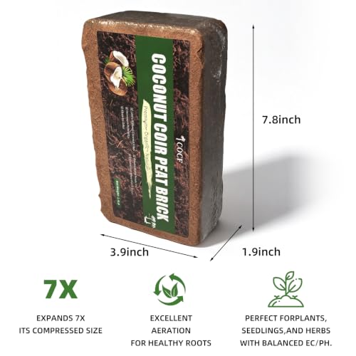 Coco Coir Brick - Low EC & pH Balanced, Compressed Organic Coconut Fiber Potting Mix for Indoor Outdoor Plants, Seed Starting, Hydroponics & Reptile Bedding(2.8lb) - size: 2Pcs