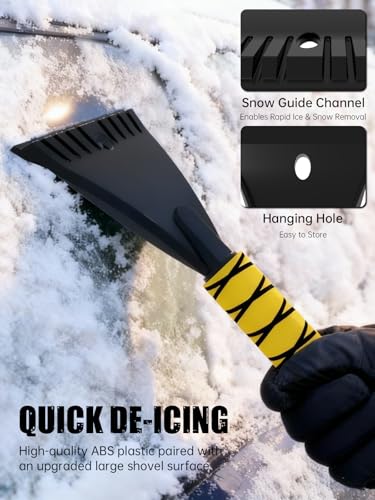 MIKKUPPA 27" Snow Brush and Ice Scrapers for Car Windshield, Yellow - color: Yellow