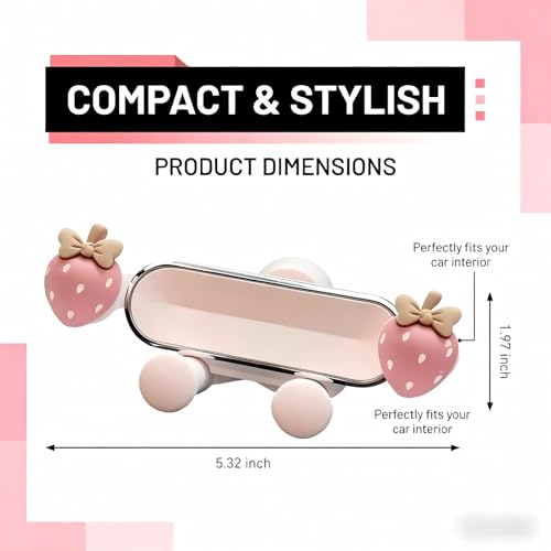 Car Air Vent Phone Holder, Pink Strawberry & Cloud Design Cute Car Phone Mount, 5.31" x 1.97" 360° Rotatable Adjustable Vent Phone Bracket, Universal for Most Cars, SUVs, Trucks (Style B) - size: 1 PC #Style B
